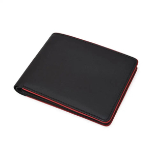 <b>Men's</b> Genuine Leather Slim <b>Wallet</b> With Striped Lining Fold Closure Card Holder Short Length Minimalist Design - Product Image 4