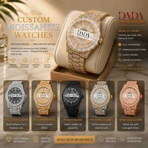 นาฬิกาข้อมือควอตซ์โมอิสซาไนต์คุณภาพสูงขายส่ง สายสแตนเลส หน้าปัดกระจกอนาล็อก ตัวล็อคแบบซ่อน นาฬิกาดีไซน์หรู - Product Image 4