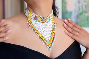 Collar de cuentas hecho a mano de alta calidad - Estilo Huichol tradicional mexicano - Regalo de princesa azteca para ella, ANIVERSARIO - Product Image 5
