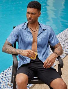 Chemise décontractée pour homme à manches courtes, imprimé tropical hawaïen, boutonnée, en coton coloré, idéale pour l'été et les vacances - Product Image 5