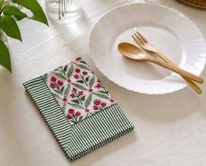 <b>Blue</b> Floral Printed 100% Cotton napkin Reusable Washable Table <b>Runner</b> Dining Table Decor for Home Wedding Party - Product Image 3