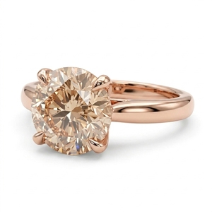 Anillo de Compromiso y Matrimonio de Oro Rosa con Diamantes, Engaste de Garras, Certificado IGI, Acabado Brillante, Joyería para Uso Diario, Regalo de Estilo Atemporal - Product Image 2