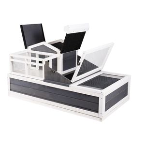 Enclos en bois pour tortues à 3 pièces, habitat à 2 étages avec balcon et rampe, structure de jeu intérieure/extérieure pour tortues - Product Image 6