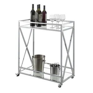 Premium Handmade Metal <b>Utility</b> Organizer Cart with Heavy Duty Construction Multi Shelf Storage Smooth Wheels Premium Powder - Product Image 1