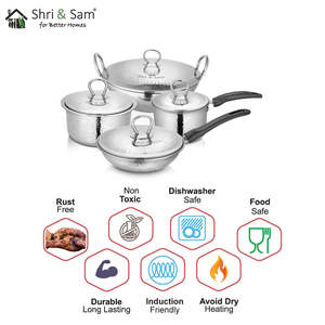 Juego de utensilios de cocina de arranque de 4 piezas de acero inoxidable martillado pesado con tapa - Product Image 2