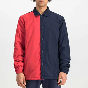 Veste Coach Bicolore Rouge et Bleu Marine, Coupe Minimaliste, Style Casual Streetwear, Coupe-Vent pour Hommes et Femmes Actifs - Product Image 3