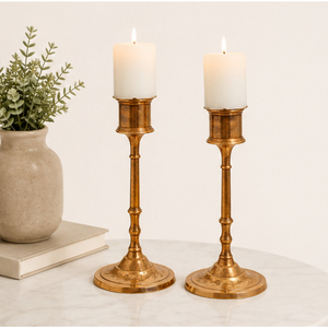 Wholesale Antique <b>Brass</b> Taper Candle <b>Holder</b> Set Gold Metal <b>Candlestick</b> Stand Handcrafted Matte Gold Taper Candle Stand - Product Image 3