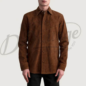 Blouson de motard classique en cuir marron pour homme, en véritable peau de mouton, avec ceinture double, fermeture éclair croisée et épaulettes - Product Image 3
