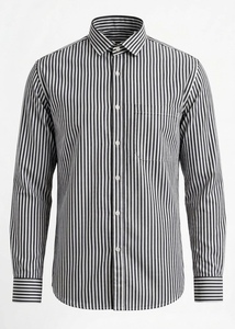 Chemises décontractées pour hommes en polycoton à rayures, coupe classique, col rabattu, séchage rapide, pour le bureau, vente en gros, service OEM, Inde - Product Image 2