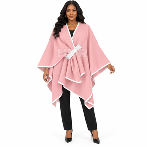 Écharpe d'hiver pour sororité HMR, écharpe réversible en laine unie, poncho tendance, pull en cachemire - Product Image 1