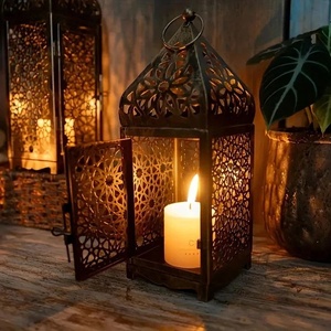 Vintage Moroccan Style Metal <b>Lanterns</b> Antique Bronze Hollow Cutout <b>Tea</b> <b>Light</b> Holders For Home Decoration Wedding & Ramadan - Product Image 5