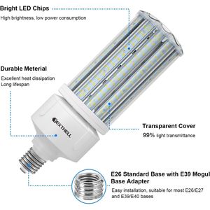 หลอดไฟ LED ขั้ว E26/E39 กำลังไฟ 100 วัตต์ ให้ความสว่าง 15000 ลูเมน เทียบเท่าหลอดเมทัลฮาไลด์ HID CFL 1000 วัตต์ แสงสีขาว 5000K สำหรับใช้ภายใน/ภายนอกอาคาร - Product Image 2