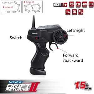 1/24 Scale 2.4GHz 4WD <b>RC</b> Drift Car Remote <b>Control</b> Sport Racing On-Road Vehicle LED Lights Style 6 Drift Tires Includes Batteries - Product Image 2