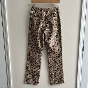 Pantalones anchos de cuero Python con cintura con cordón para mujer, ropa informal a la moda - Product Image 2