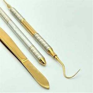 Juego de Limpiadores Dentales Manuales de 3 Piezas con Empuñadura Moleteada, Instrumento Quirúrgico de Metal Plateado Clase I, Shuja Quirúrgico - Product Image 3