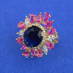 Fashion Jewellery Exporter in India American Diamond <b>Adjustable</b> <b>Ring</b> with Carat Plating 444868 - Product Image 4