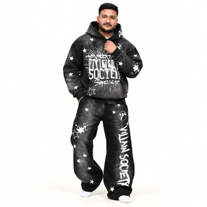 Conjunto de Sudadera con Capucha y Pantalones Deportivos Extra Grandes para Hombre, Diseño Personalizado con Estampado en Toda la Superficie, Ropa Deportiva Urbana, Venta al Por Mayor OEM REXFIT SPORTS - Product Image 3