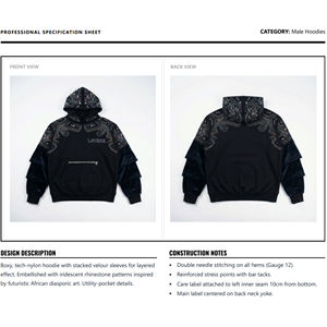 Sweat à capuche personnalisé pour homme, grande taille, coupe ample, épaules tombantes, épais, en polaire, coupe-vent, mélange de coton, 100 % coton - Product Image 6