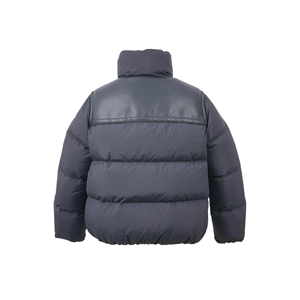 Women's Cropped <b>Quilted</b> <b>Jacket</b> With Panel Stand Collar Full Sleeve Winter Puffer Coat Solid Color Thick Polyester Filling - Product Image 4