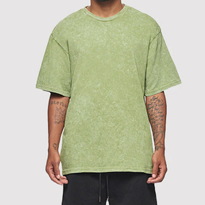 เสื้อยืดคอโอโอเวอร์ไซส์ทรงลำลองผ้าฝ้าย 100% ล้างสีแบบแอซิดวอชสำหรับผู้ชาย สั่งทำพิเศษ ป้องกันขนร่วง ดีไซน์โลโก้ สไตล์สตรีทแฟชั่น แขนสั้น - Product Image 1