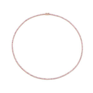 Collar de Oro de 14K con Zafiro Rosa Clásico de Lujo con 4 Puntas y Diamante Cultivado en Laboratorio, Fabricante Internacional de Joyería al por Mayor y al Detal - Product Image 1