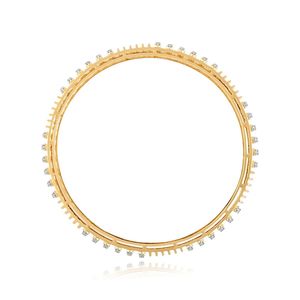 14K Yellow Gold Round Lab Grown Diamond Openwork Grid Bangle Pair - Product Image 3