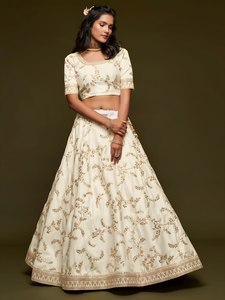 Luxury Ivory Gold Embroidered Bridal Lehenga Choli Set with Dupatta | Designer Wedding Wear Lehenga for Women - Product Image 4