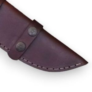Couteaux de chasse en damas faits à la main avec une lame courbée large et polie, manche en bois brun pour le camping en pleine nature - Product Image 2
