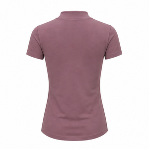 Camiseta de Manga Corta para Mujer, Color Malva, Corte Moderno y Ajustado, Cuello Redondo Simulado, Tejido de Punto Acanalado Suave, Jersey de Algodón, Personalizable - Product Image 2