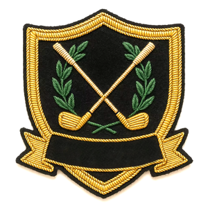 Badges personnalisés brodés à la main en fil d'or de luxe, écologiques et sans nickel, pour blazers, casquettes, uniformes, avec épingle de sûreté pour événements - Product Image 1