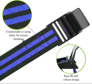 Ceinture de soutien lombaire réglable à rayures bleues pour entraînement de force et musculation, unisexe, respirante, avec fermeture à boucle - Product Image 2