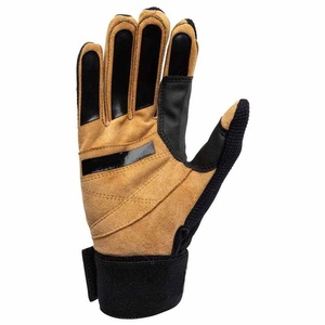 WARPRO INDUSTRY Black and Yellow Leather Batting Glove Ambidextrous <b>Hook</b> Loop Closure Durable Training Gear Unisex Adult Size M - Product Image 1