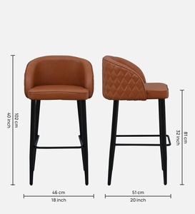 Tabouret de bar en cuir PU marron, design industriel moderne, hauteur réglable, meubles de cuisine, structure en acier thermolaqué - Product Image 6