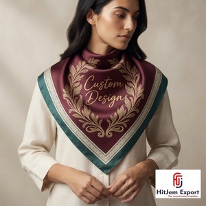 Premium Custom Printed Square Scarf Silk Feel Hijab Shawl Head <b>Wrap</b> Private Label OEM ODM Textile Manufacturer Supplier Service - Product Image 1