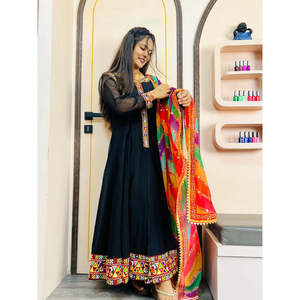 Designer Polyester Anarkali Gown with Beautiful Dupatta XL Party Wear Salwar Kameez - Product Image 3