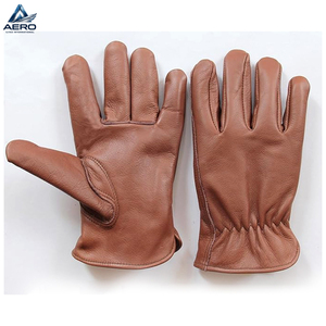 Abrasion Resistance Classic Wholesale Ergonomic Design With Elasticated Wrist High-Quality Soft Brown Leather Driver <b>Gloves</b> - Product Image 4