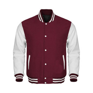 Chaquetas Varsity Blancas al por Mayor de Alta Calidad, Chaquetas de Béisbol Letterman con Mangas Completas de Cuero - Product Image 1