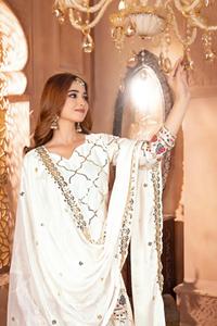 Ensemble haut, palazzo et dupatta en soie de chiffon avec broderie de sequins 5 mm, style ethnique régional, accessoires vestimentaires MW 5017 - Product Image 5