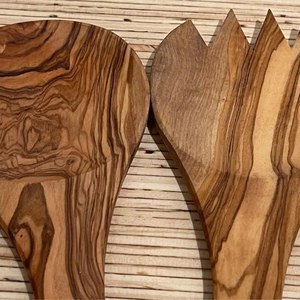 Cuchara y tenedor de bambú para ensalada, utensilios de servir hechos a mano, herramientas de cocina para restaurantes, cafeterías y espacios de comedor elegantes. - Product Image 4