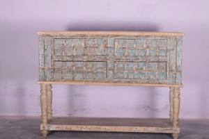 Mejor Colección: Mesa Consola de Madera Maciza Hecha a Mano con Cajones y Estante Inferior, Aparador Rústico Estilo Granja, Gabinete Antiguo con Arte del Himalaya - Product Image 3