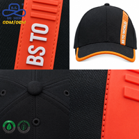 Casquette de baseball tendance à 6 panneaux, style bicolore, avec patch en caoutchouc personnalisé, rayée, de luxe, pour unisexe, streetwear