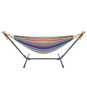 "Black & Silver Flower Outdoor Polyester <b>Hammock</b> Swing for Garden Steel & Wood Frame & Cotton Fabric" - Product Image 4