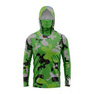 เสื้อตกปลาแขนยาวมีฮู้ดลายดอกไม้สำหรับผู้ชาย UPF 50 แห้งเร็ว ผลิตจากโพลีเอสเตอร์ 100% เสื้อคลุมสำหรับผู้ใหญ่สำหรับกิจกรรมกลางแจ้ง - Product Image 1