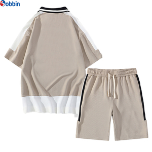 Conjunto Corto Personalizado para Hombre, Estilo Deportivo Casual Juvenil, Camiseta con Solapa de Manga Corta, Traje Deportivo, Conjunto para Correr, Media Manga, Tejido Terry - Product Image 6