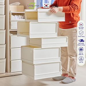 Korean Style Plastic Storage <b>Drawers</b> Three-Layer Injection Molded Clothing Tableware Organizer Cabinet for Living Room - Product Image 3