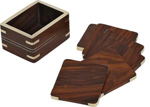 Wooden Square Coaster Non Slip Drink Mat Traditional Chinese Design for Home <b>Table</b> Decoration by TIMELESS CRAFT - Product Image 3