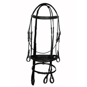 Bridon de saut Annabelle en cuir véritable rembourré avec surpiqûres fantaisie, anatomique et surélevé, pour concours anglais, fournisseur en gros d'équipements équestres - Product Image 1