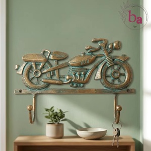 Porte-manteau mural vintage en fonte pour moto, 2 crochets réglables, écologique, auto-adhésif, fait main, décoratif - Product Image 1