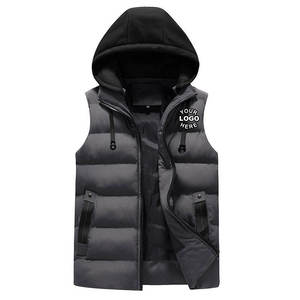 Chaleco Acolchado con Capucha para Hombre, Cierre de Cremallera, Color Sólido, Informal, Ligero, Relleno de Poliéster, para Invierno, Largo Regular - Product Image 4