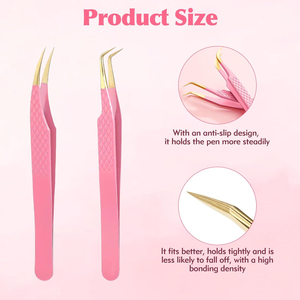 Juego de Pinzas para Extensión de Pestañas Personalizadas, Pinzas Profesionales con Punta de Fibra, Kit de Precisión Negro, Pinzas para Aislamiento de Volumen - Product Image 2